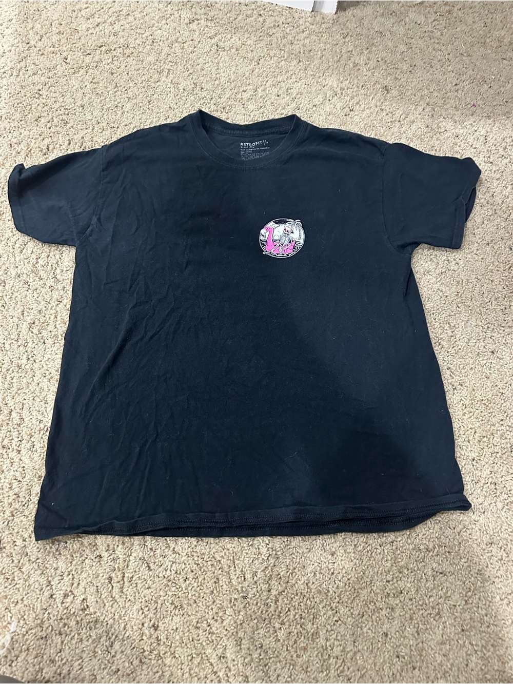 Retrofit Skeleton Flamingo All Washed Up Graphic Tee Large
